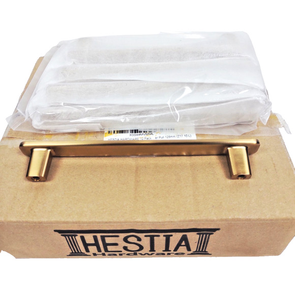 10 Pack HESTIA Satin Gold Cabinet/Drawer Handles/Pulls - 5" Hole Centers Z17 - Picture 3 of 9